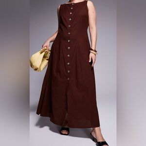 Chic Brown Sleeveless Maxi Dress